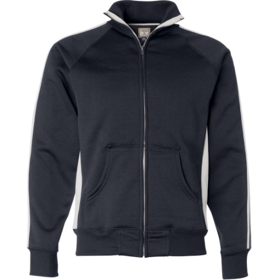 Custom Mens Vintage Polyester Fleece Track Jacket Navy/ White