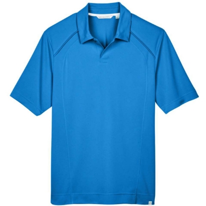 Custom Mens Recycled Polyester Performance Pique Polo Light Nautical Blue