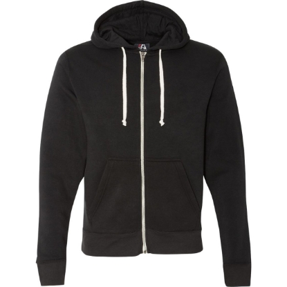 Custom Mens Triblend Full-Zip Hooded Sweatshirt Black Solid