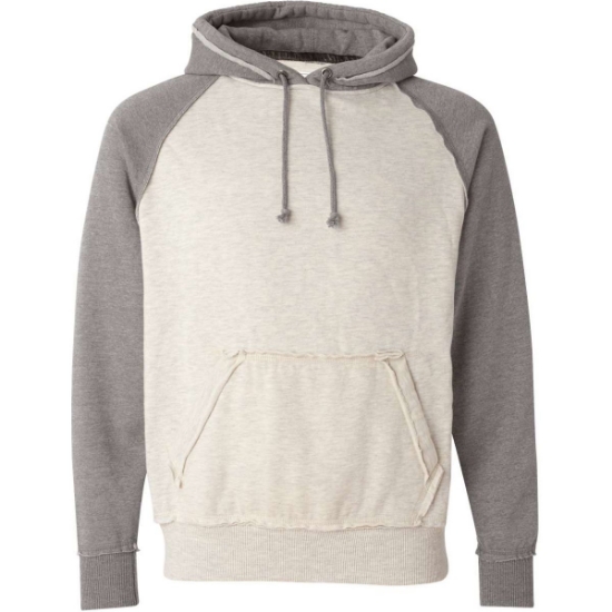 Custom Mens Vintage Heather Hooded Sweatshirt Oatmeal Heather/ Smoke Heather