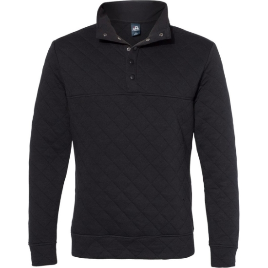 Custom Mens Quilted Half-Snap Pullover Black