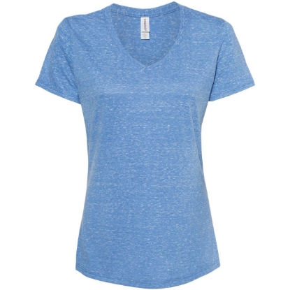 Custom Womens Snow Heather Jersey V-Neck T-Shirt Royal