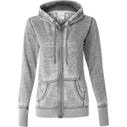 Custom Womens Zen Fleece Full-Zip Hooded Sweatshirt Cement