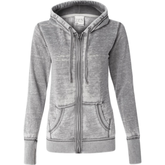 Custom Womens Zen Fleece Full-Zip Hooded Sweatshirt Cement