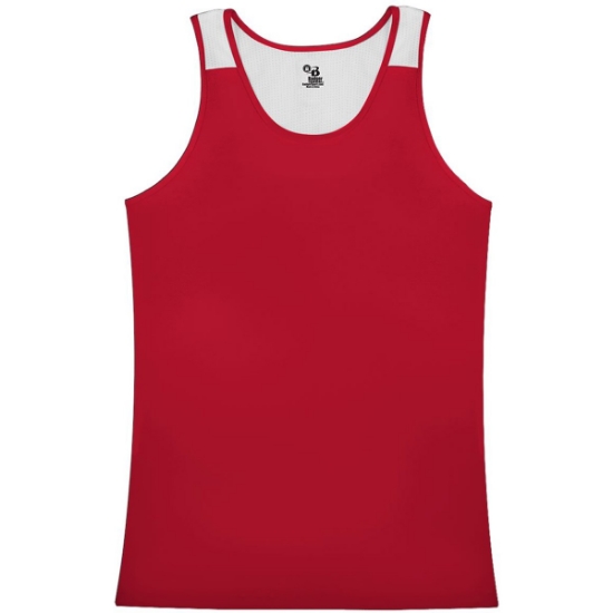 Custom Womens Ventback Singlet Red/ White