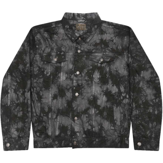 Custom Unisex Tie-Dyed Denim Jacket Black Crinkle