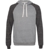 Custom Unisex Snow Heather French Terry Raglan Hooded Sweatshirt Charcoal/ Black Ink