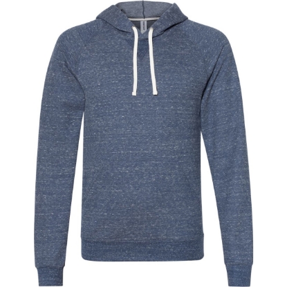 Custom Unisex Snow Heather French Terry Raglan Hooded Sweatshirt Navy
