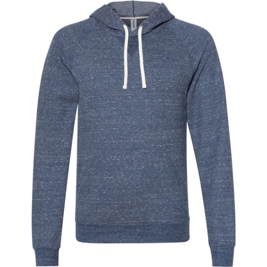 Custom Unisex Snow Heather French Terry Raglan Hooded Sweatshirt Navy