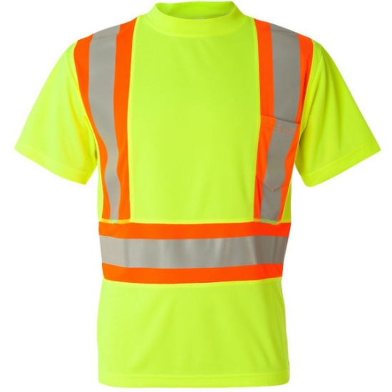 Custom Unisex Class 2 Flat Stitch Self-Fabric Panels T-Shirt Lime
