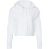 Custom Womens Laguna Sueded Raw Edge Crop Hoodie Sweatshirt White