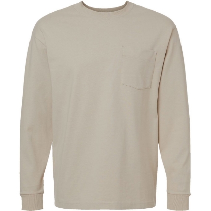 Custom Unisex Super Heavyweight Long Sleeve Pocket Tee Bone