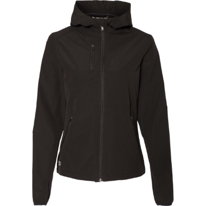 Custom Womens Ascent Soft Shell Hooded Jacket Black
