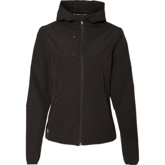 Custom Womens Ascent Soft Shell Hooded Jacket Black