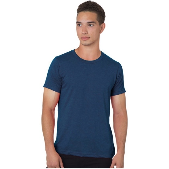 Custom Unisex 50/50 Fine Jersey T-Shirt Heather Navy