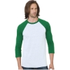 Custom Unisex Triblend Three-Quarter Sleeve Raglan T-Shirt White/ Kelly