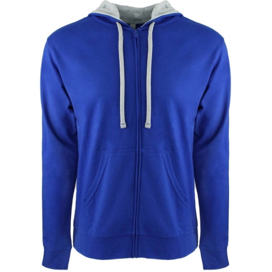 Custom Unisex Laguna Full-Zip Hoodie Sweatshirt Royal/ Heather Grey