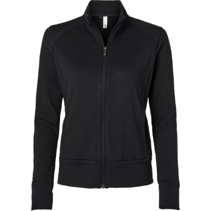 Custom Womens Ultimate365 Textured Full-Zip Jacket Black