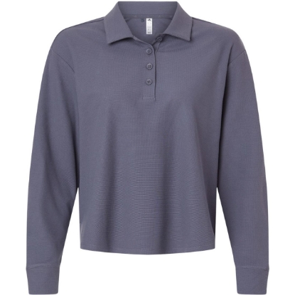 Custom Womens Beyond Long Sleeve Loose Polo Preloved Violet