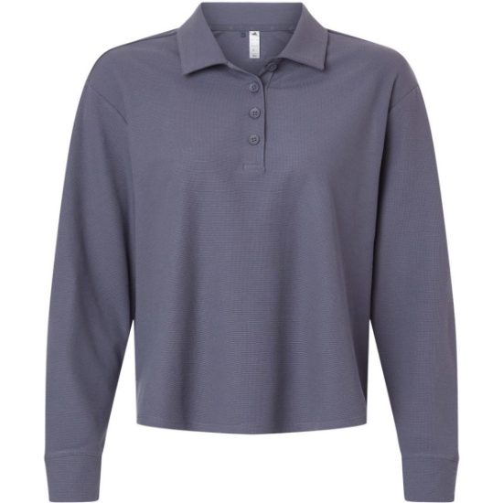 Custom Womens Beyond Long Sleeve Loose Polo Preloved Violet