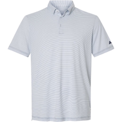 Custom Mens Ultimate365 Pencil Stripe Climacool Polo White/ Collegiate Navy