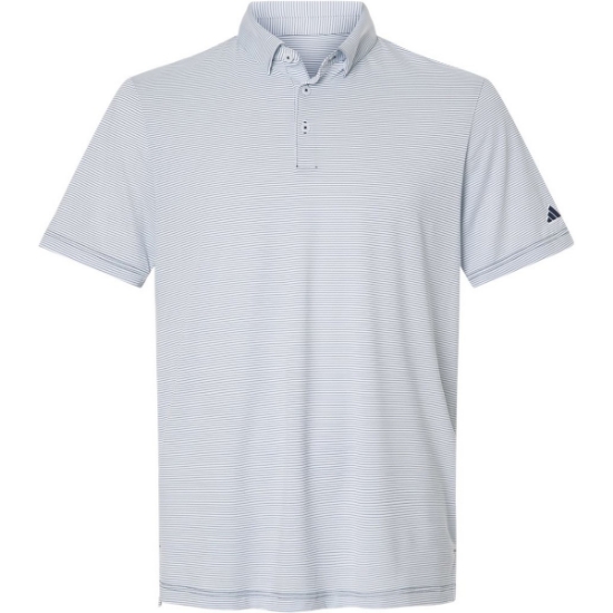 Custom Mens Ultimate365 Pencil Stripe Climacool Polo White/ Collegiate Navy