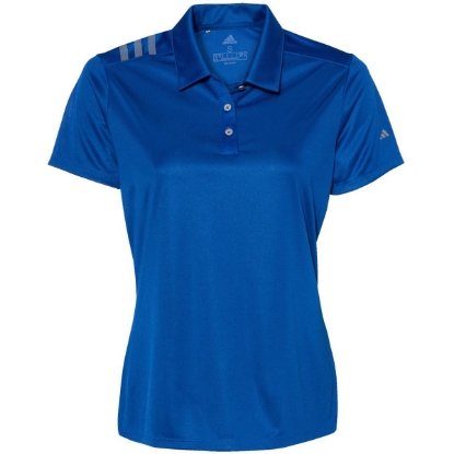 Custom Womens 3-Stripes Shoulder Polo Collegiate Royal/ Grey Three
