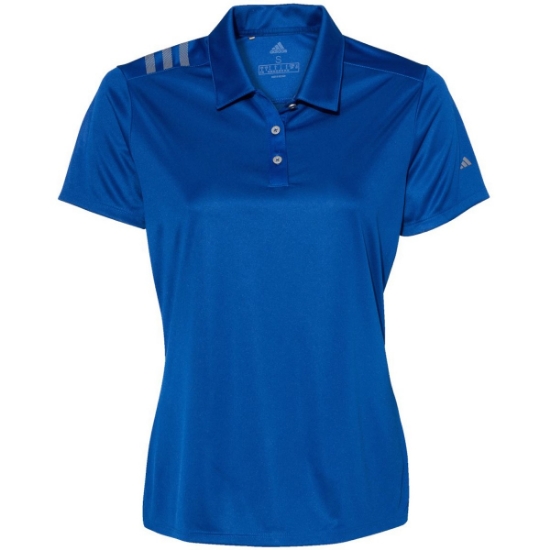 Custom Womens 3-Stripes Shoulder Polo Collegiate Royal/ Grey Three