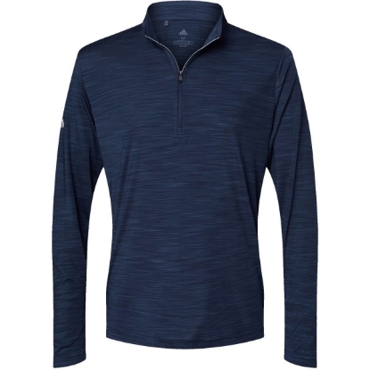 Custom Mens Lightweight Mélange Quarter-Zip Pullover Collegiate Navy Melange