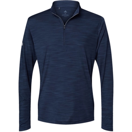 Custom Mens Lightweight Mélange Quarter-Zip Pullover Collegiate Navy Melange