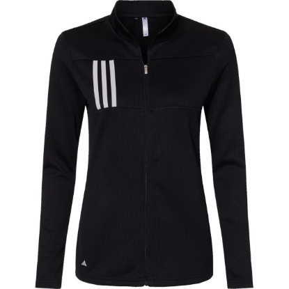 Custom Womens 3-Stripes Double Knit Full-Zip Jacket Black/ Grey Two