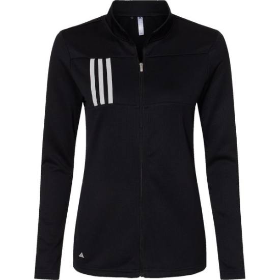 Custom Womens 3-Stripes Double Knit Full-Zip Jacket Black/ Grey Two
