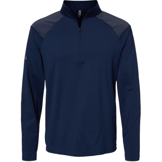 Custom Mens Ultimate365 Lightweight Shoulder Stripe Quarter-Zip Pullover Team Navy Blue