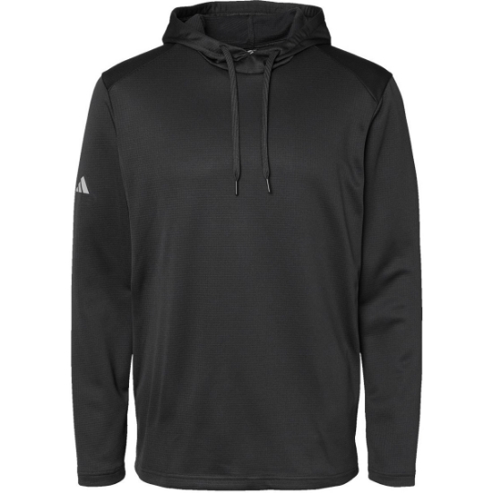 Custom Mens Textured Mixed Media Midweight Hooded Sweatshirt Black