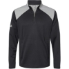 Custom Mens Textured Mixed Media Quarter-Zip Pullover Black/ Grey Three