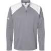 Custom Mens Textured Mixed Media Quarter-Zip Pullover Grey Three/ White