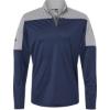 Custom Mens Ultimate365 Lightweight Colorblocked Quarter-Zip Pullover Collegiate Navy/ Grey Three Melange