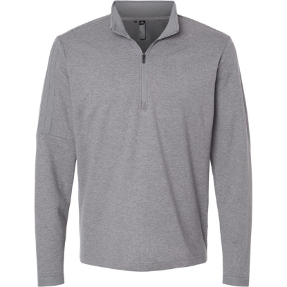 Custom Mens 3-Stripes Quarter-Zip Sweater Pullover Grey Three Melange