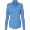 Custom Womens 3-Stripes Quarter-Zip Sweater Pullover Focus Blue Melange