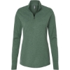 Custom Womens 3-Stripes Quarter-Zip Sweater Pullover Green Oxide Melange