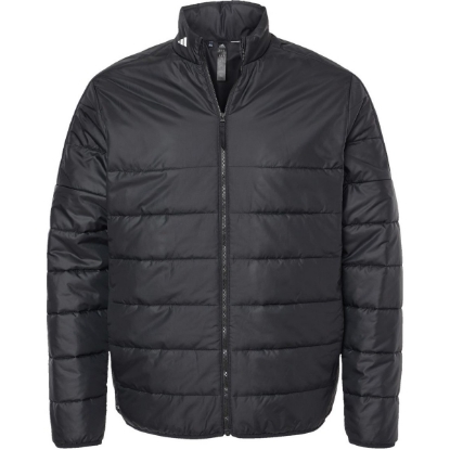 Custom Mens 3-Stripes Puffer Full-Zip Jacket Black