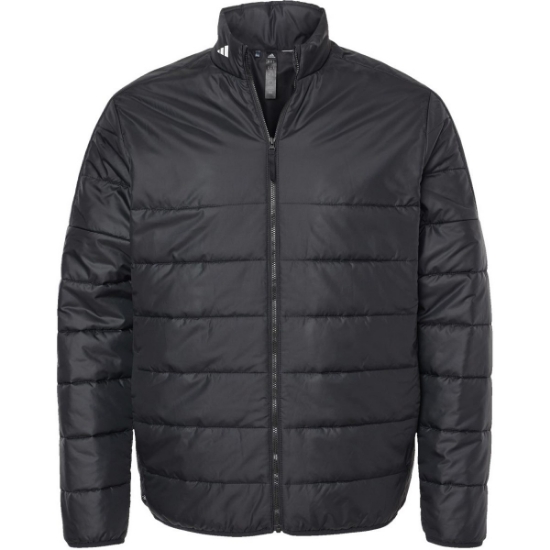 Custom Mens 3-Stripes Puffer Full-Zip Jacket Black