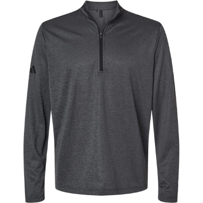 Custom Mens Space Dyed Quarter-Zip Pullover Black Melange