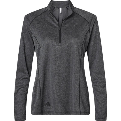 Custom Womens Space Dyed Quarter-Zip Pullover Black Melange