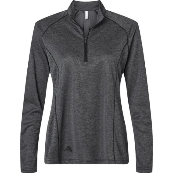 Custom Womens Space Dyed Quarter-Zip Pullover Black Melange