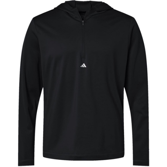 Custom Mens Lightweight Quarter-Zip Hooded Pullover Black