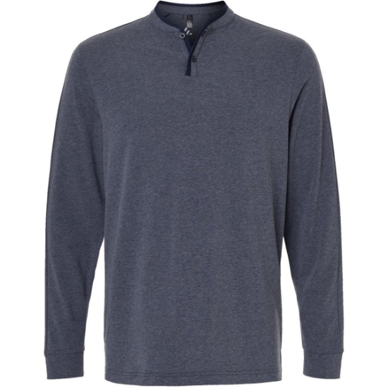 Custom Mens Henley Long Sleeve T-Shirt Collegiate Navy Melange