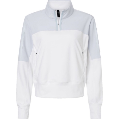 Custom Womens Fleece Quarter-Zip Pullover Halo Blue