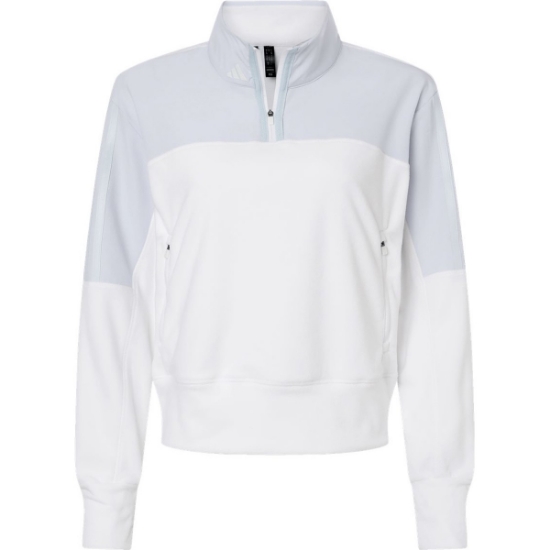 Custom Womens Fleece Quarter-Zip Pullover Halo Blue
