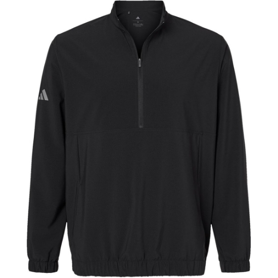 Custom Mens Stretch Woven Half-Zip Pullover Black